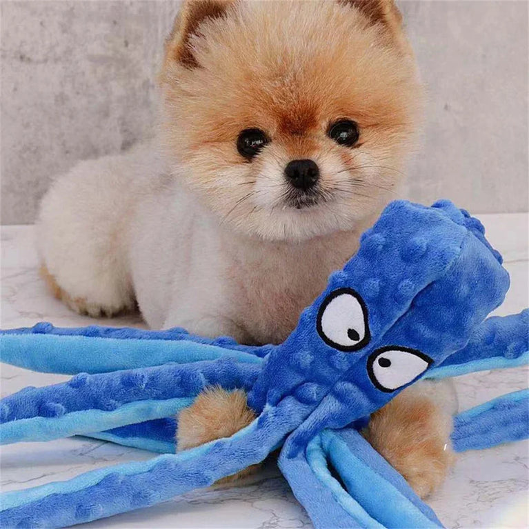 Octopus Plush Puppy Dog Chew Toy Squeaky Crinkle Training Toy Fun