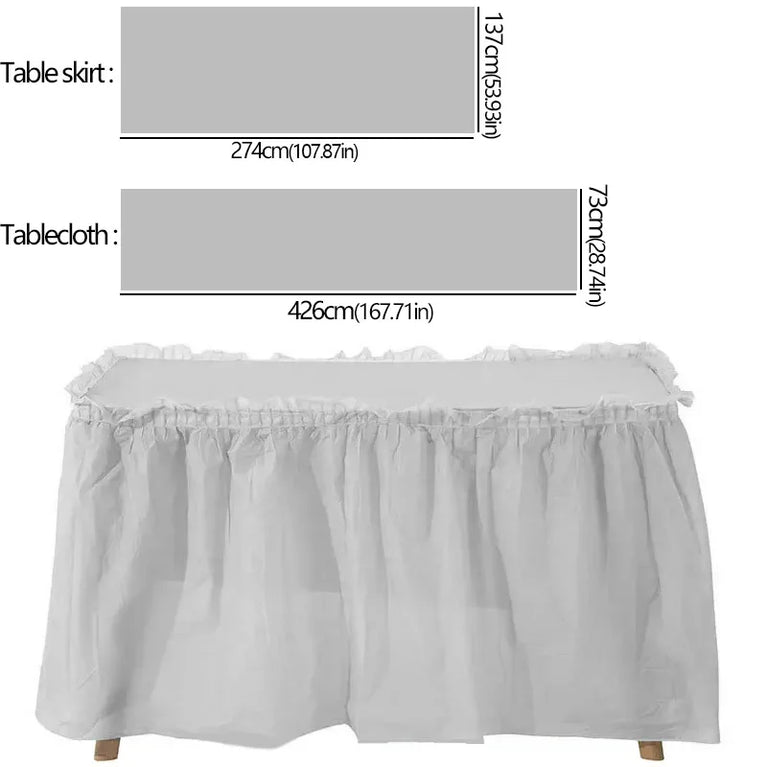 Disposable Waterproof Table Skirt Plastic Tablecloth Set Wedding Party Festival Decor