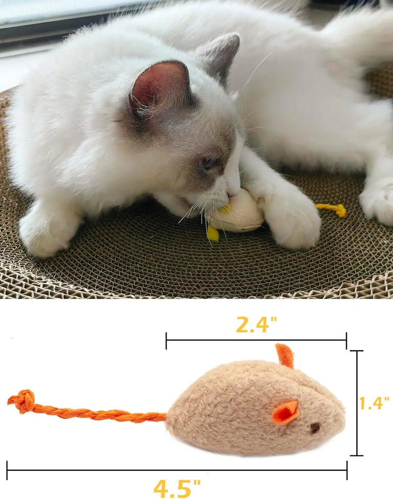 3PCS Rattle Cat Mouse Plush Catnip Filled Interactive Cat Toys Set for Indoor Play