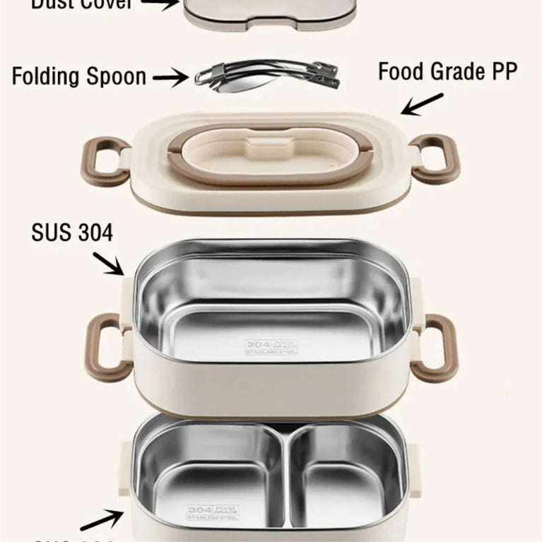 Stainless Steel 304 Thermal Lunch Box with Insulation Bag 1500ml