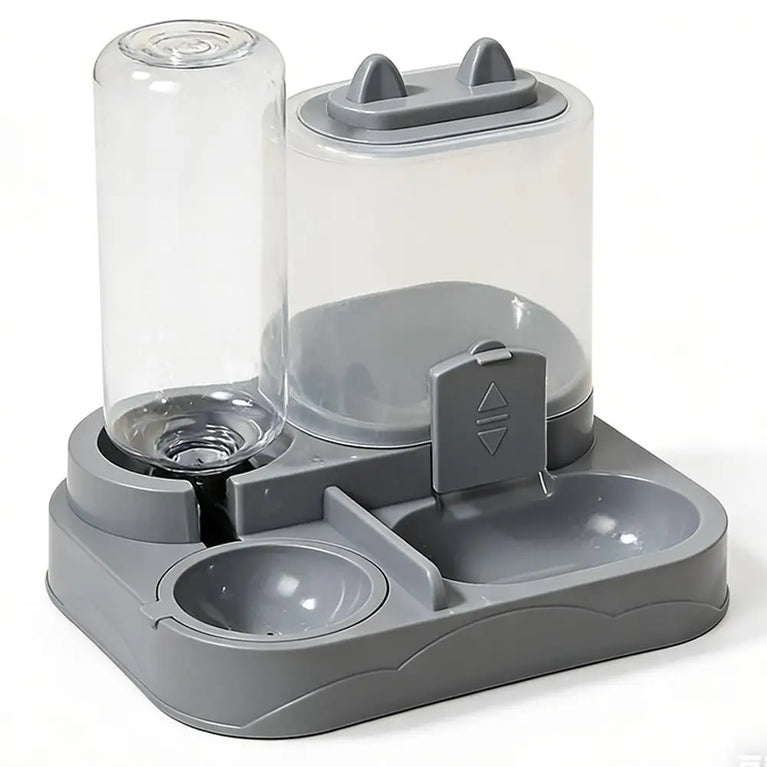 Large Capacity Automatic Cat Feeder Water Dispenser 2 in 1 Pet Bowl Set