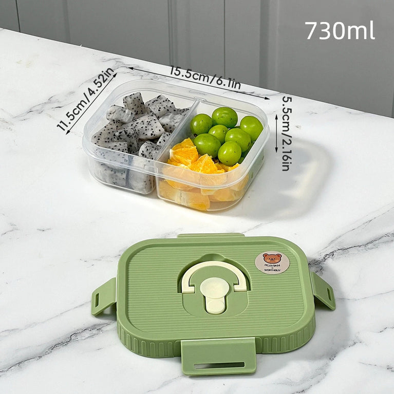 Portable Plastic Divided Lunch Box Kids Student School Picnic Sealed Microwave Bento Container