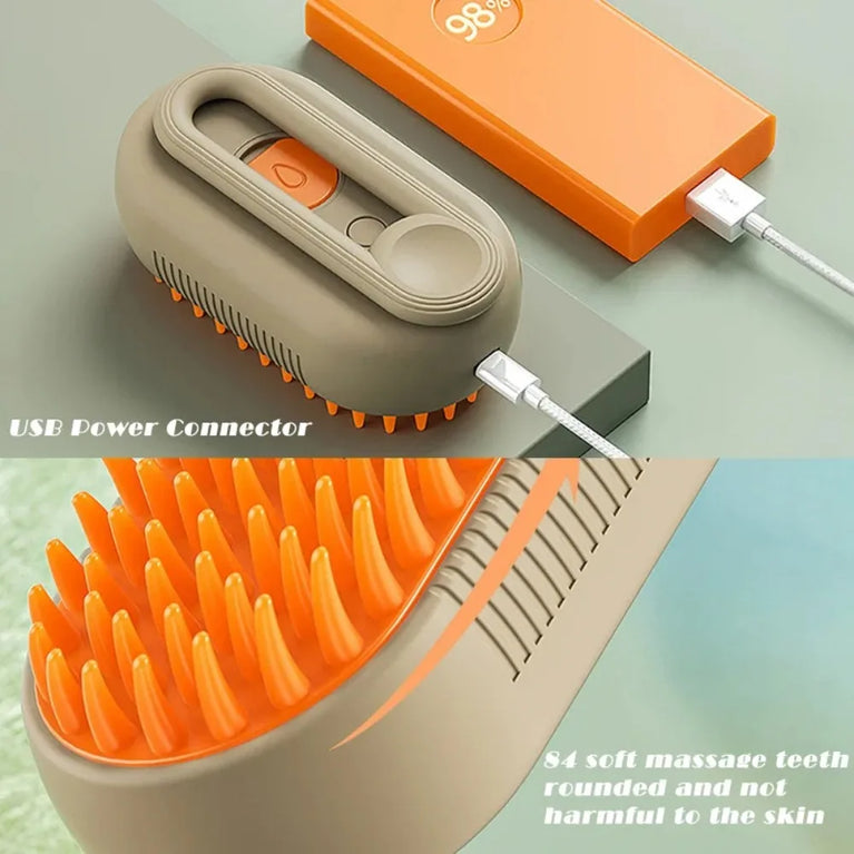 Cat Steamy Brush Electric Spray Massage Grooming Shedding 3in1 Tool