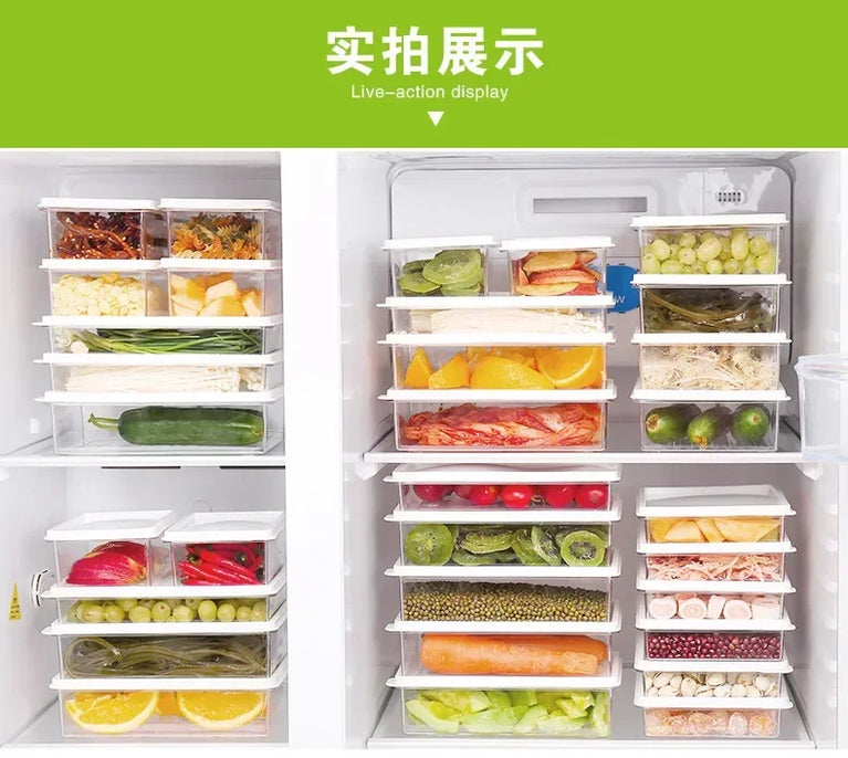 4Pcs Kitchen Refrigerator Food Storage Box Set Plastic Fresh Keeping Containers