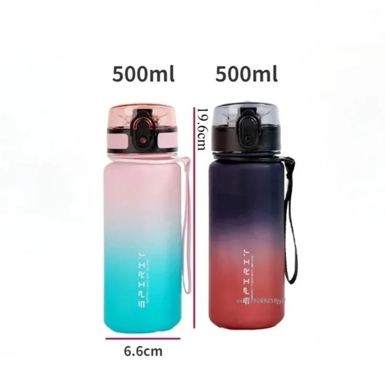 500ML Gradient Fitness Water Bottle with Time Marker Leakproof Durable for Cycling Running Outdoor Sports Bottle