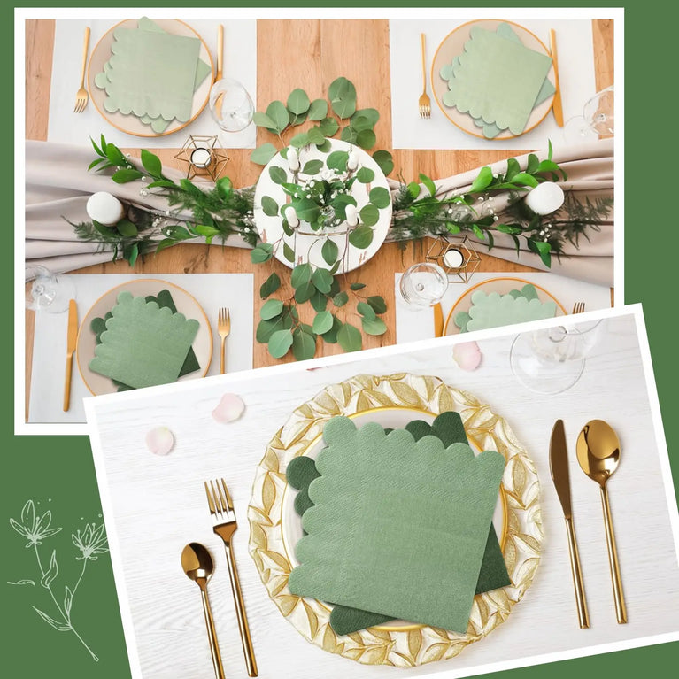 50PCS COCKTAIL SCALLOPED EDGE DISPOSABLE PAPER NAPKINS 5X5 INCH DINNER WEDDING PARTY
