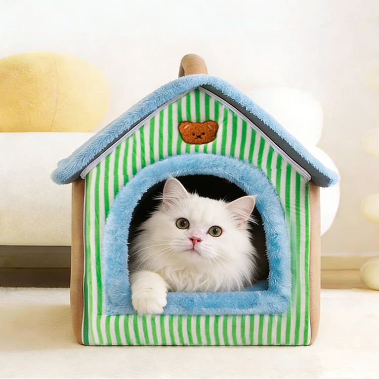Foldable Removable Washable Pet House Cave Sofa Cat Bed for Small Pets