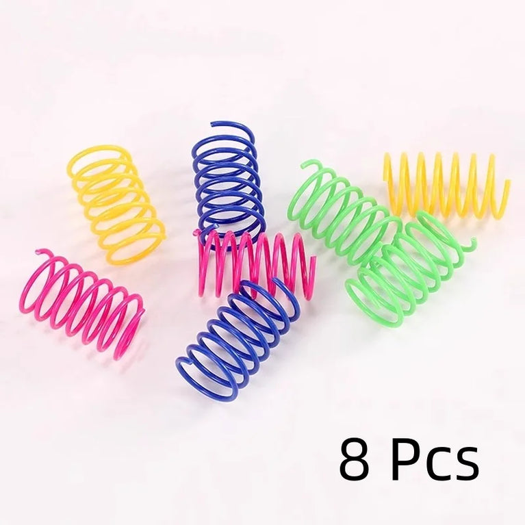 4PCS Colorful Plastic Spring Cat Toys Kitten Coil Spiral Bounce Interactive Pet Toy Set