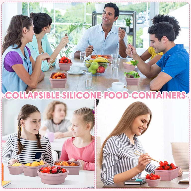 Collapsible Silicone Food Storage Containers with Lids Leakproof