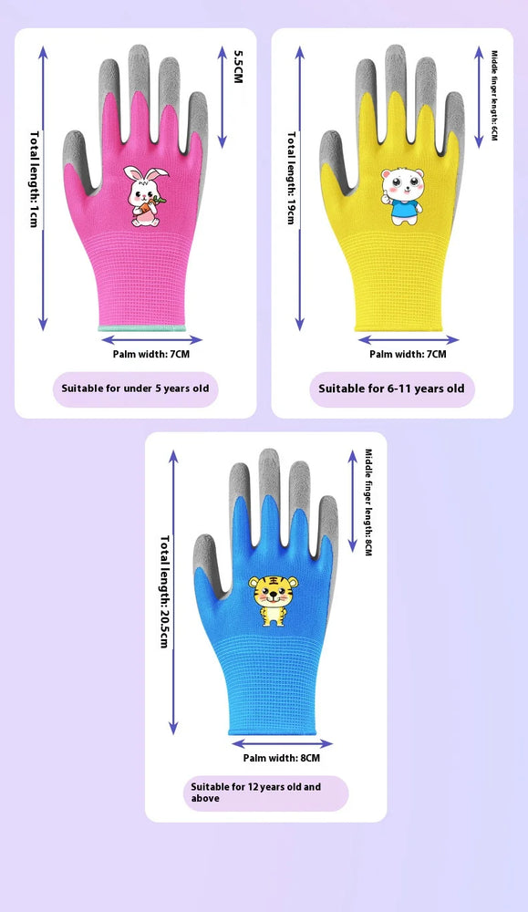 Kids Waterproof Non Slip Garden Work Gardening Gloves Durable Safety