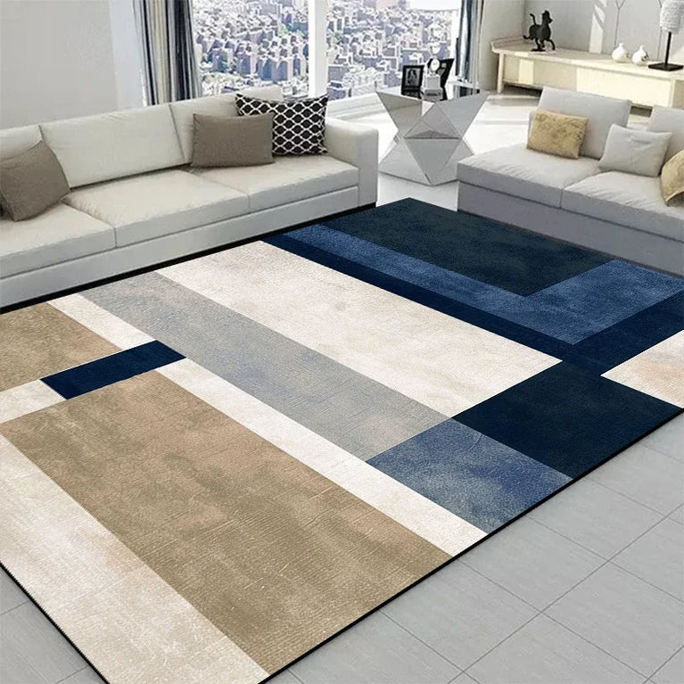 Minimalist Checkered Non-Slip Washable Area Rugs for Home Use