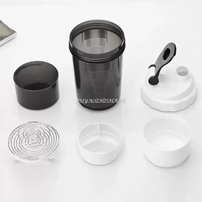 550ML 3 Layer Shaker Protein Mixing Waterbottle Fitness Gym Sports Cup
