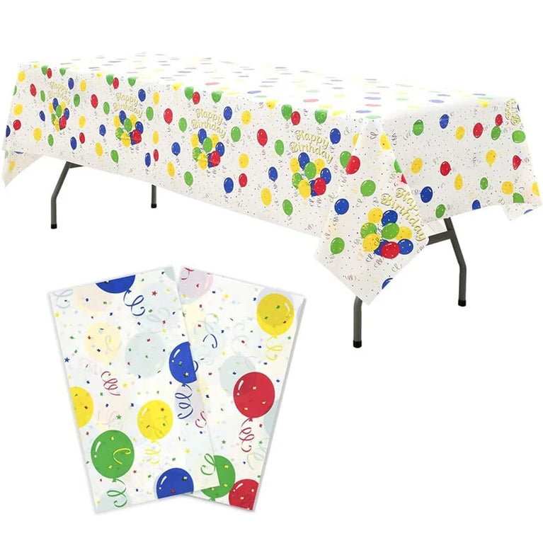 Happy Birthday Waterproof Balloon Print Party Tablecloth Cover