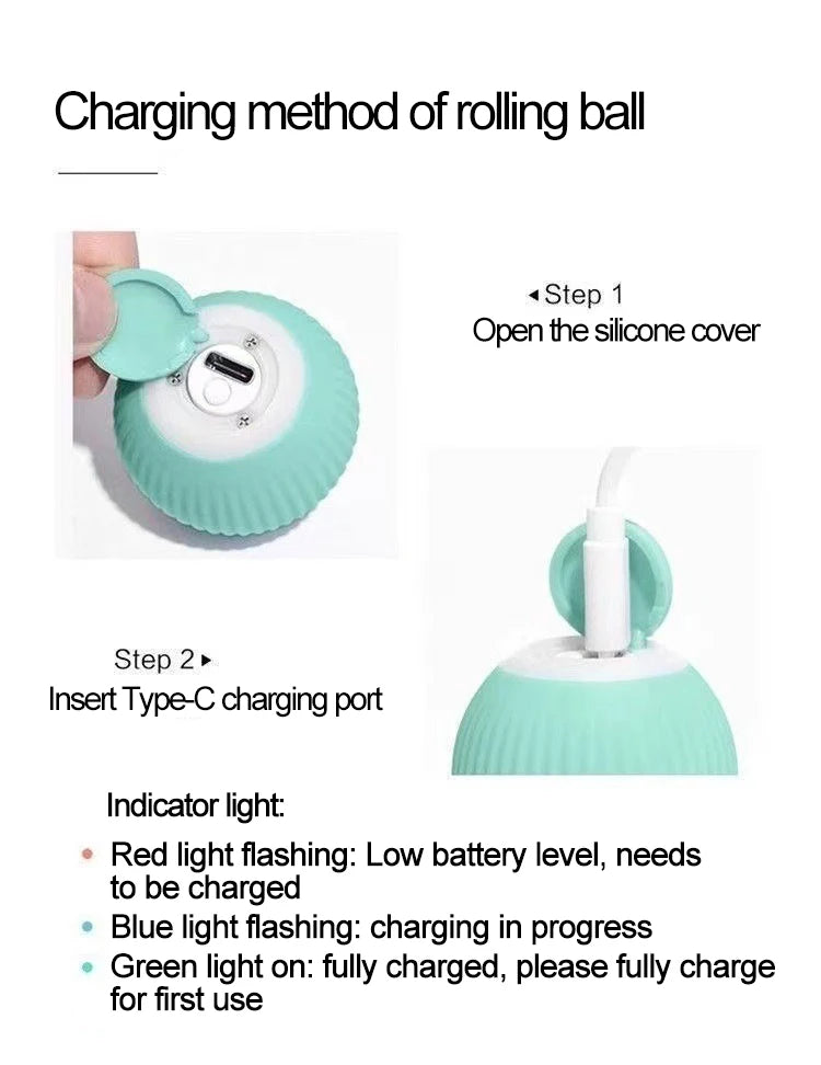 New Interactive Cat Ball Automatic Indoor Electric Roll Silicone Pet Toy MWJ01