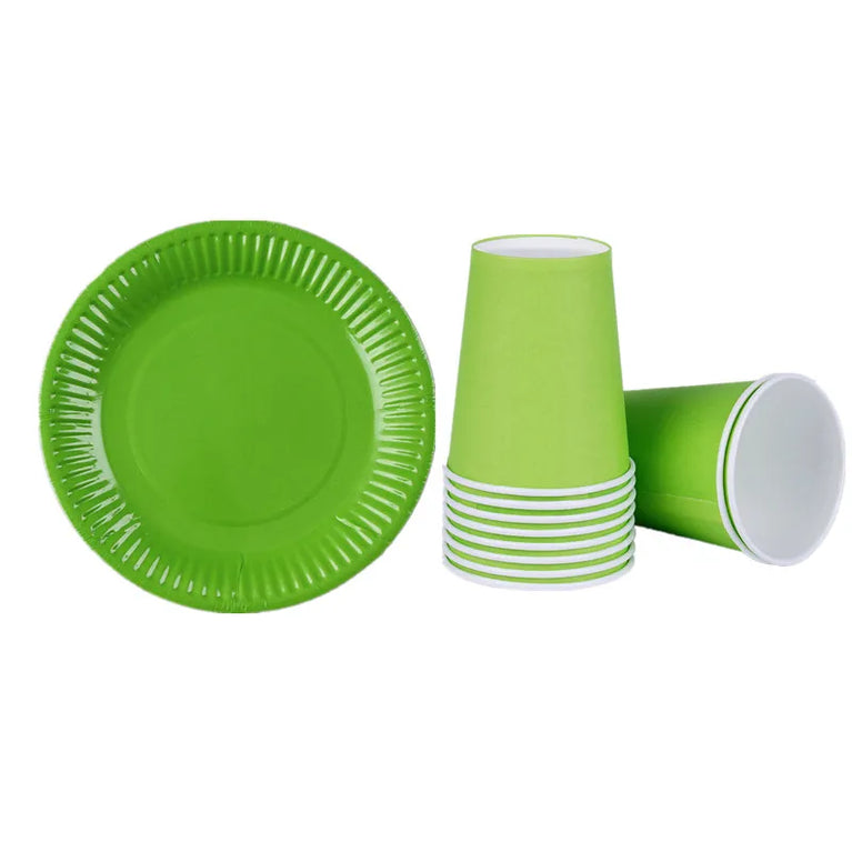 Solid Color Disposable Tableware Set Plates Cups Party Wedding Decoration Kit