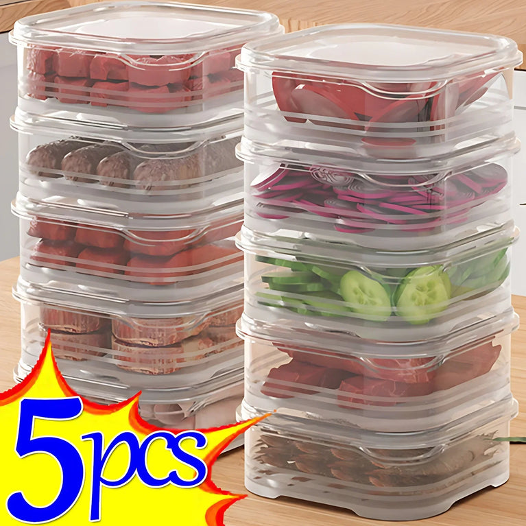 Small Transparent PP Food Preservation Boxes Refrigerator Sealed Storage Container Set