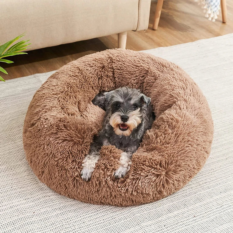 Round Plush Environment Friendly Dog Bed 40-90cm Soft Warm Pet Sleeping Nest