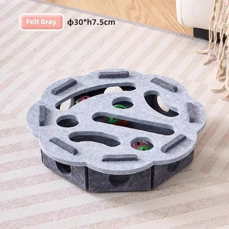 Cat Puzzle Toy Felt Box with Ball Indoor Interactive Cat Toy Fun
