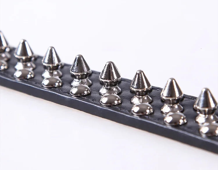 Adjustable Leather Dog Collar Punk Rivet Spiked Neck Strap