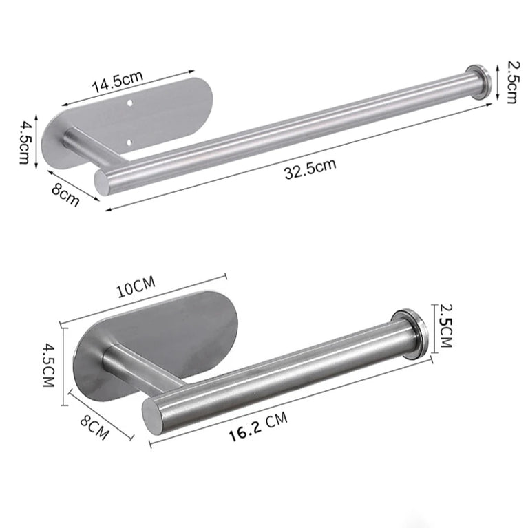 Stainless Steel Paper Towel Holder | Multi-Function Wall Mount & Under Cabinet Rack