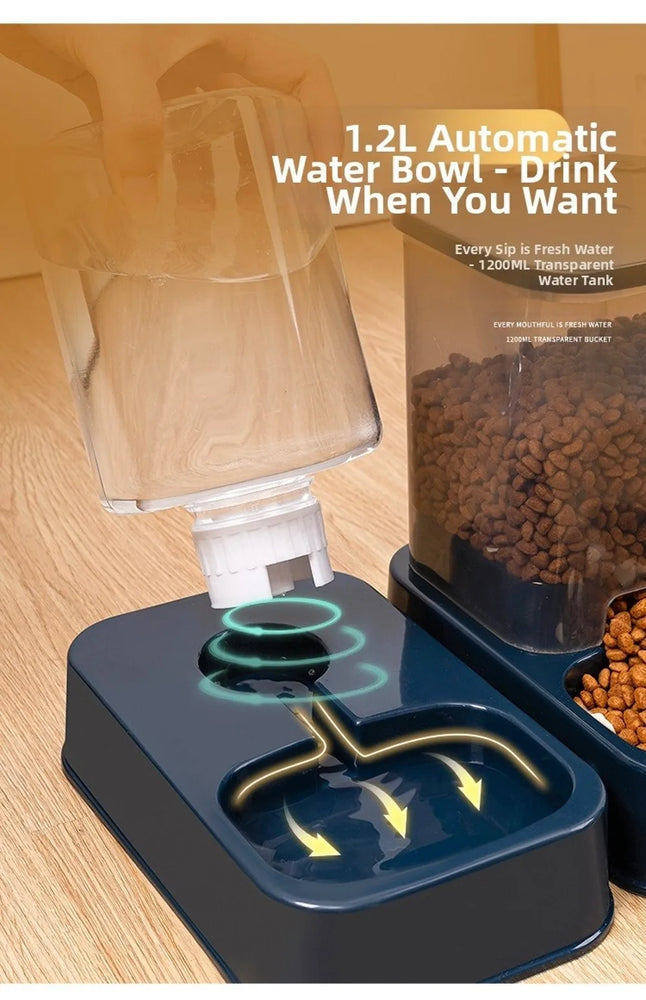 Large Capacity Pet Automatic Feeder 1.5L Food And Water Dispenser Set For Cats