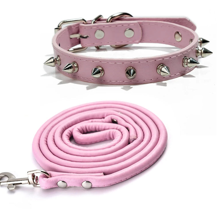 Harp Spiked Studded DogCollars PU Small Medium Large NeckStrap