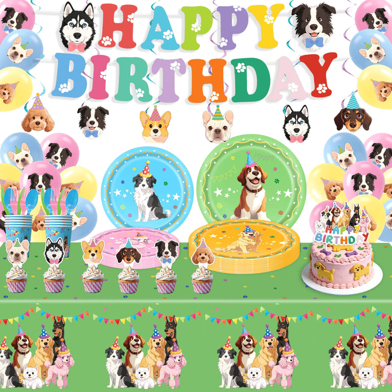 Dog Theme Birthday Party Disposable Tableware Set -Pet Celebration Decor