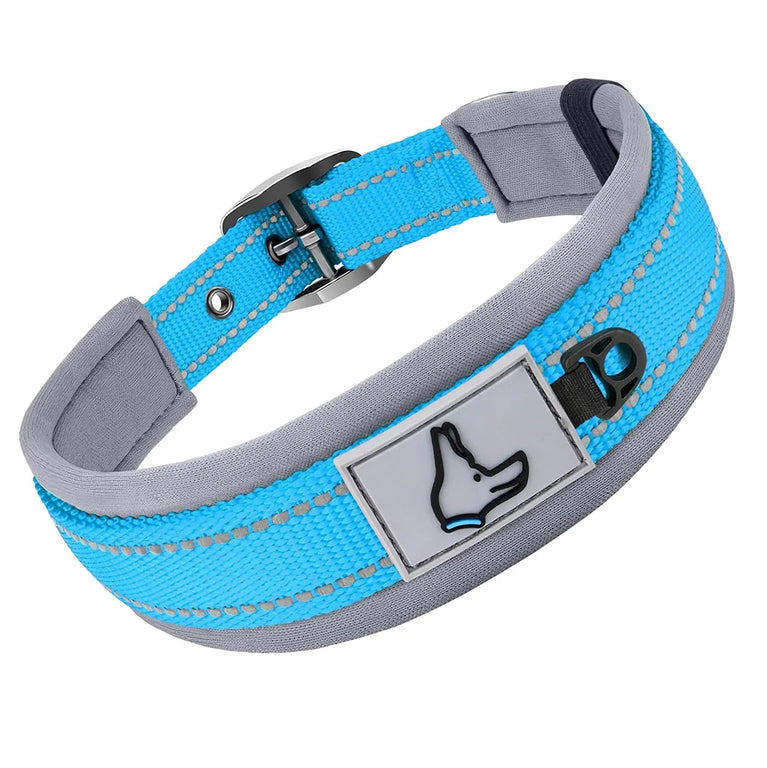 Padded Dog Collars Reflective Adjustable Heavy Duty Nylon Wide