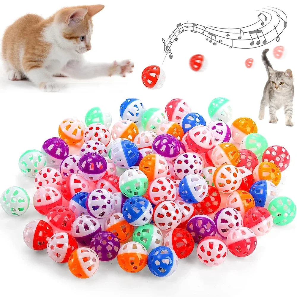 Cat Interactive Jingle Ball Plastic Cat Toys with Bell Chase Play Pet Toy Set