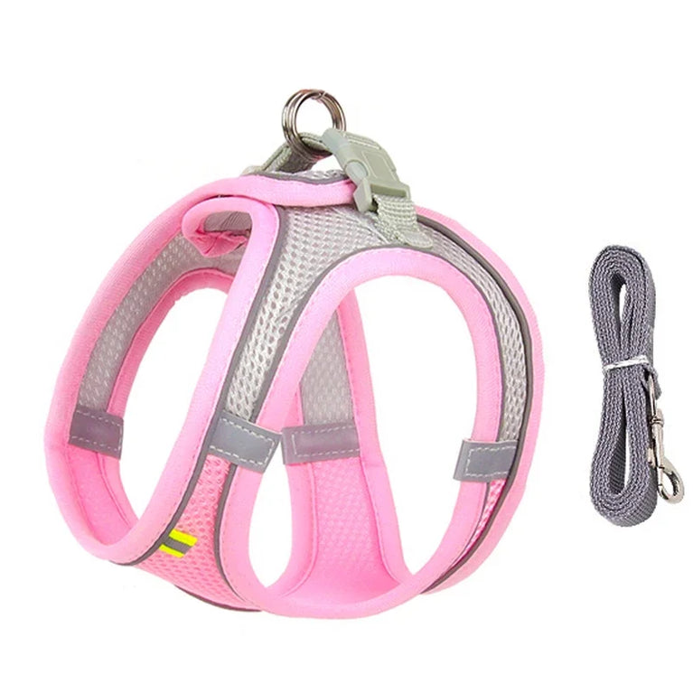 Puppy Dog Harness Set Reflective Adjustable Small Pet Vest With Leash