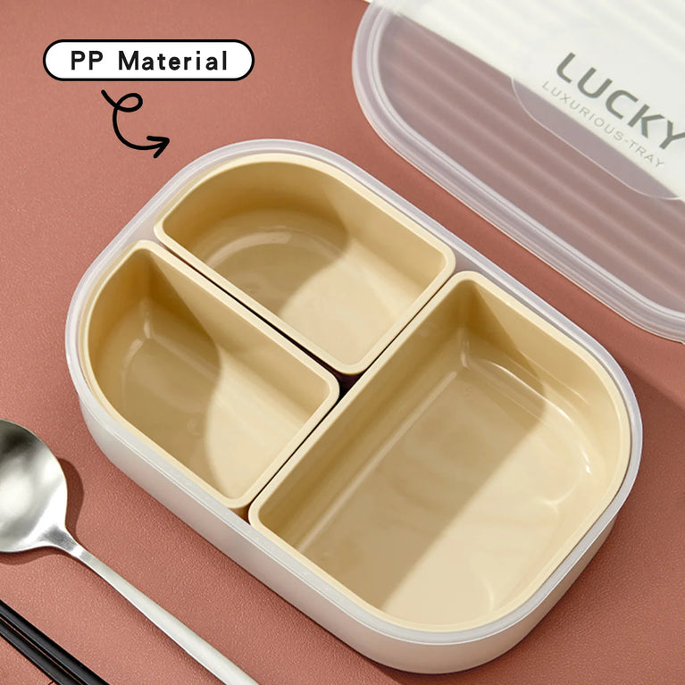 3-Grids Microwave Bento Lunch Box Stackable Leakproof Food Container