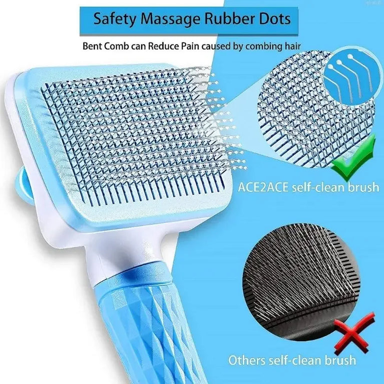 Stainless Steel Pet Grooming Brush | Pro Hair Remover & Comb