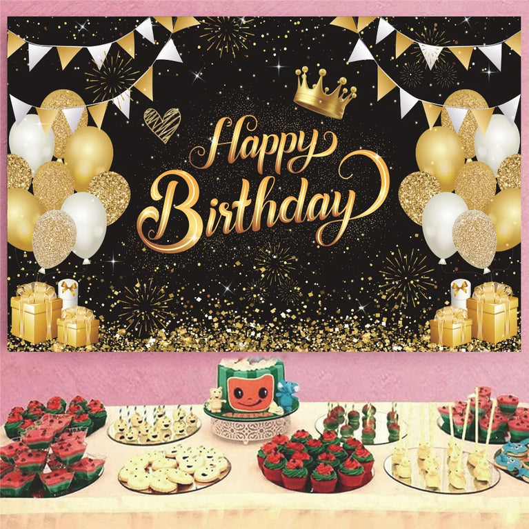 Black Gold Birthday Disposable Tableware Set Party Wedding Decoration Kit