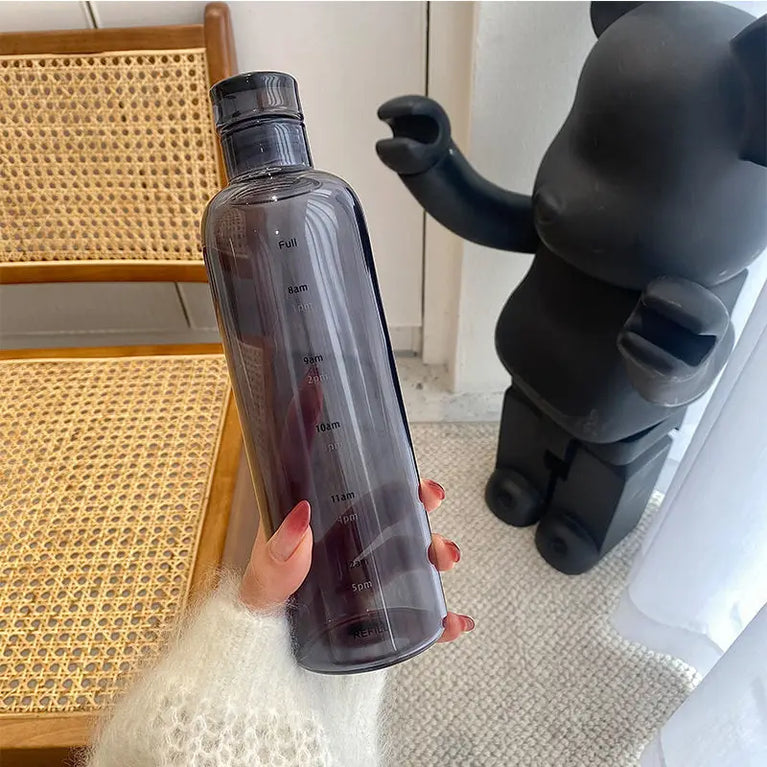 500/750ml PC Plastic Time Marker Water Bottle Leakproof Gym Sport Large Capacity Drink Bottle with Lid