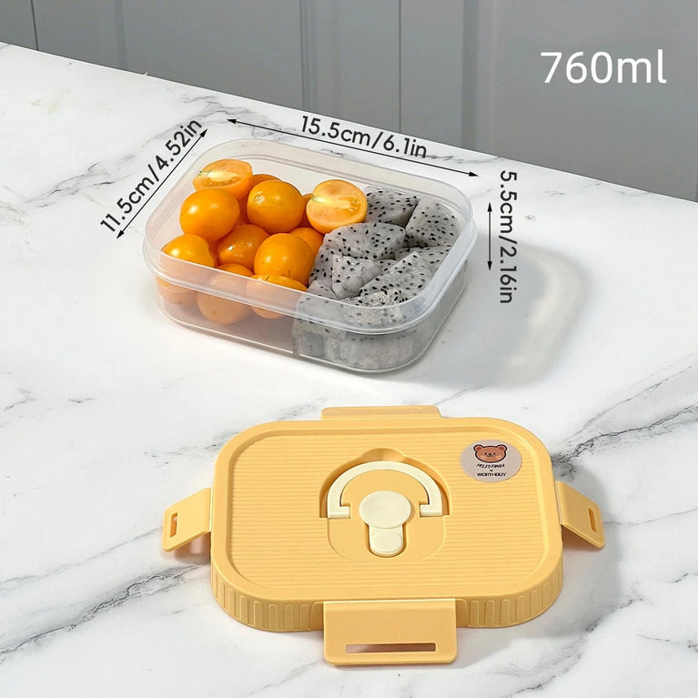 Portable Plastic Divided Lunch Box Kids Student School Picnic Sealed Microwave Bento Container