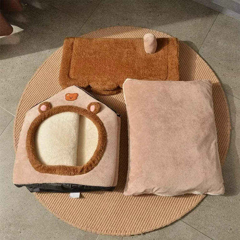 Foldable Removable Washable Pet House Cave Sofa Cat Bed for Small Pets