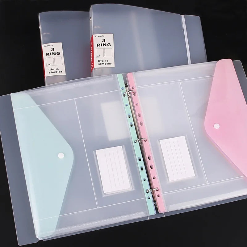 A4 Loose-Leaf Plastic Document Bag | 11-Hole Binder Compatible Envelopes