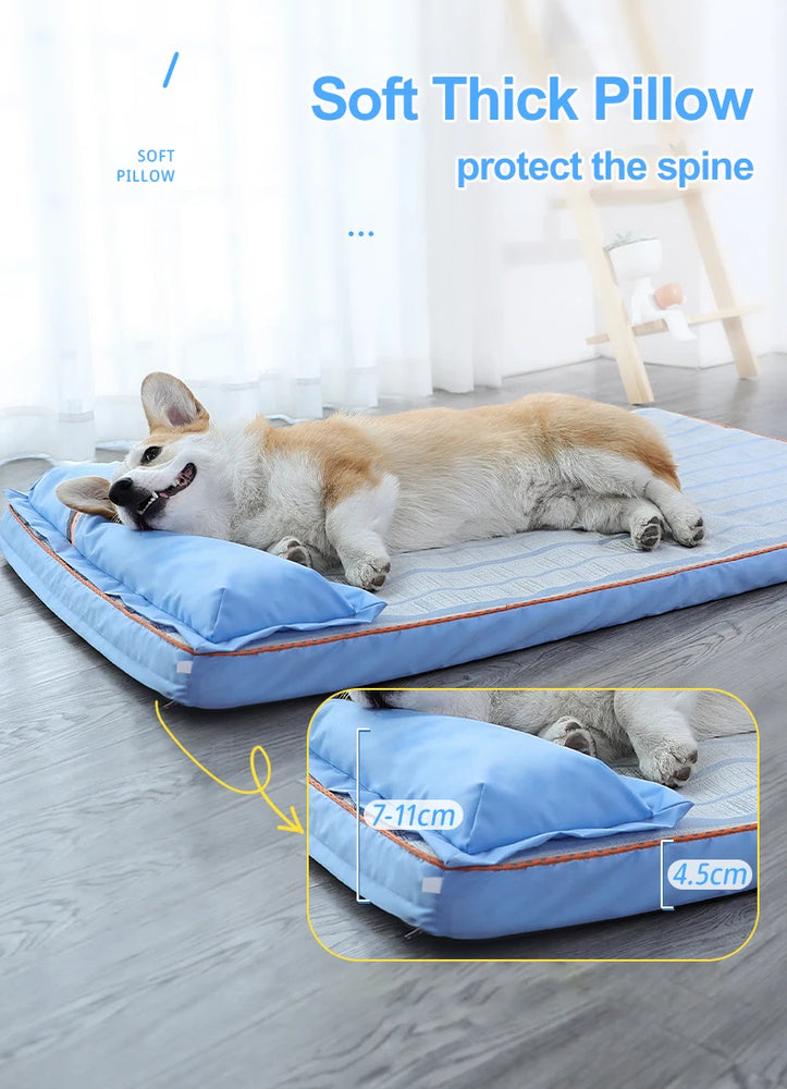 Summer Cooling Orthopedic Memory Foam Dog Bed Waterproof Washable Pillow Bed