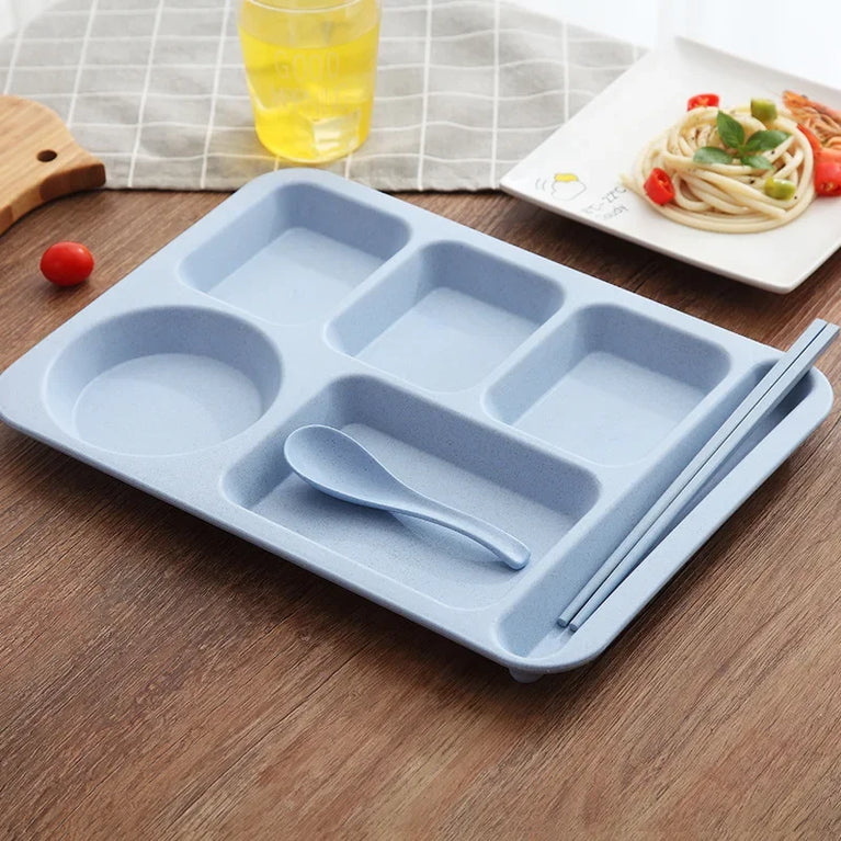 Eco-Friendly Wheat Fiber Meal Set | Anti-Fall Student & Toddler Dinnerware