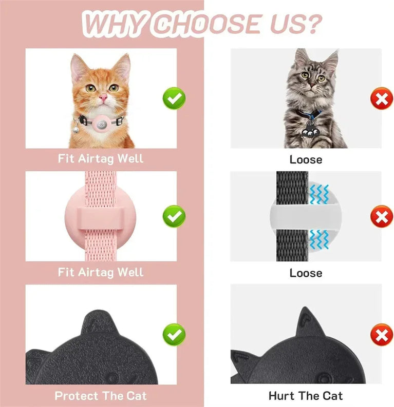 Airtag Cat Collar Breakaway Reflective Adjustable 7-12In GPS Collar