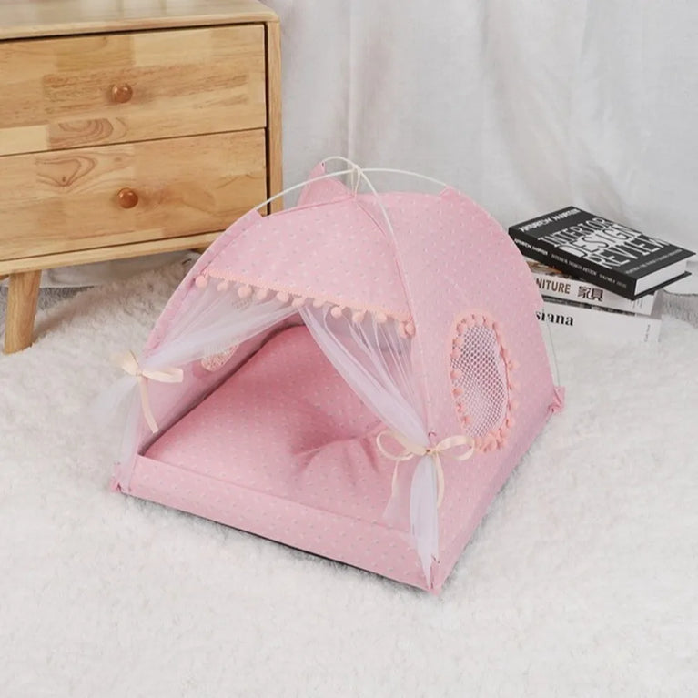 Princess Cat Bed Foldable Soft Tent House All Season Comfort