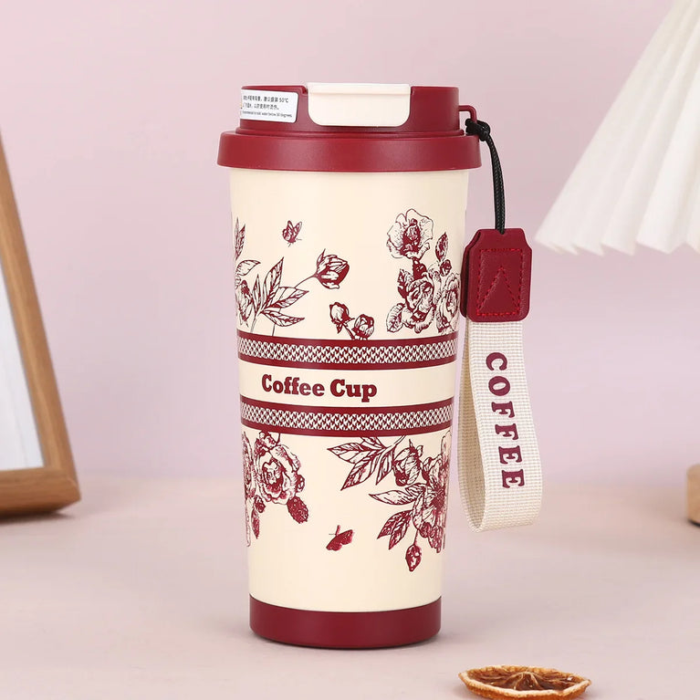 500ml Insulated Stainless Steel Tumbler Mug with Straw Handle