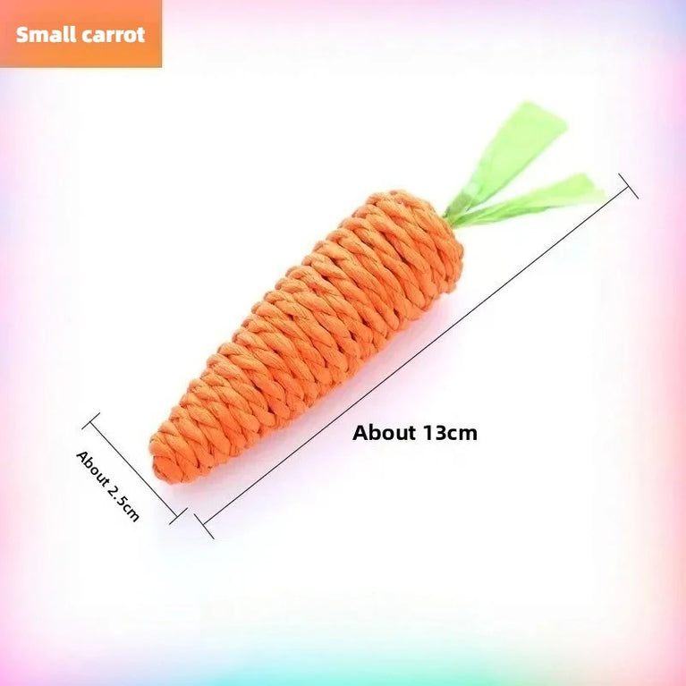 Cat Carrot Hemp Rope Chew Toy Teeth Grinding Interactive Kitten Scratching Fun Toy