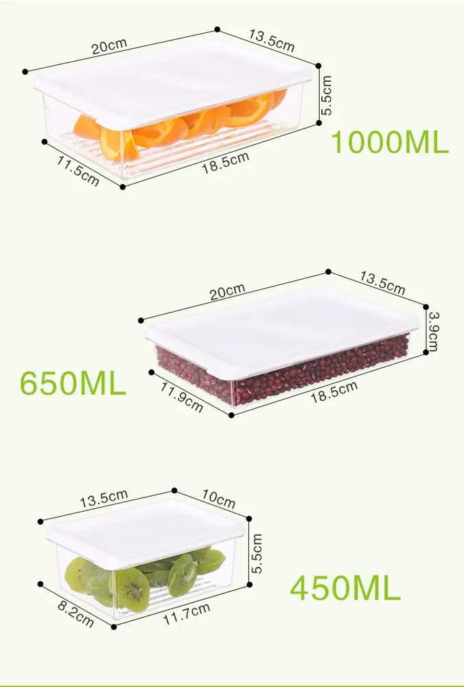 4Pcs Kitchen Refrigerator Food Storage Box Set Plastic Fresh Keeping Containers