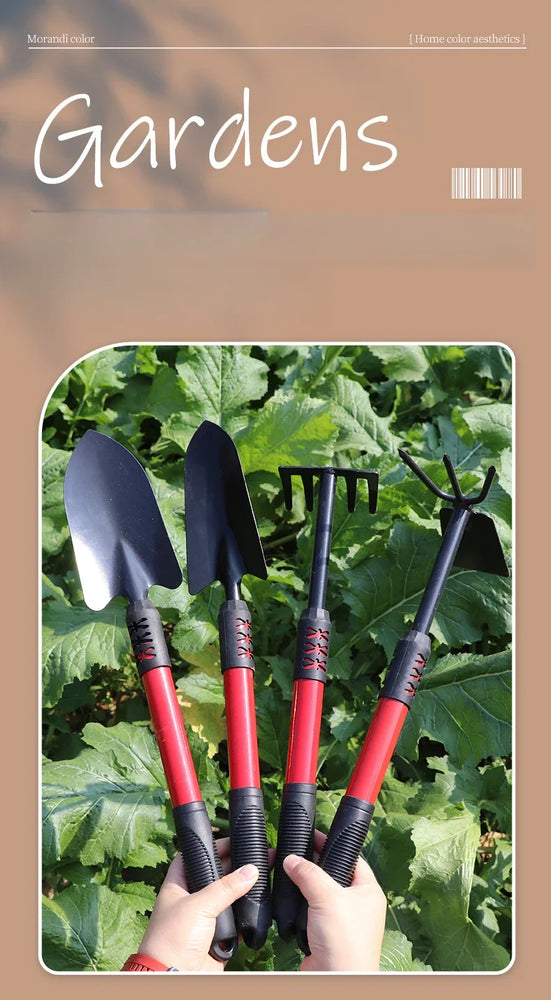 5-Tooth Gardening Spade Shovel Tool Set with Extended Handle