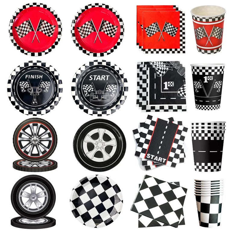 Racing Car Birthday Party Tableware Set Plates Napkins Kids Theme