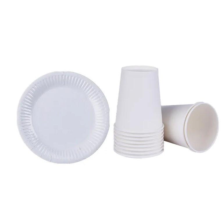Solid Color Disposable Tableware Set Plates Cups Party Wedding Decoration Kit