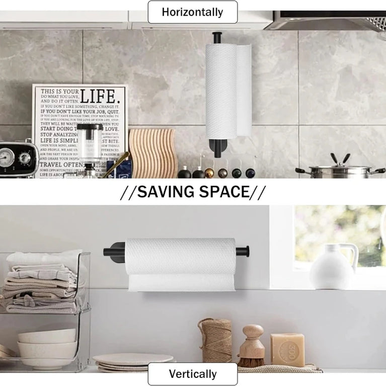 Stainless Steel Paper Towel Holder | Multi-Function Wall Mount & Under Cabinet Rack