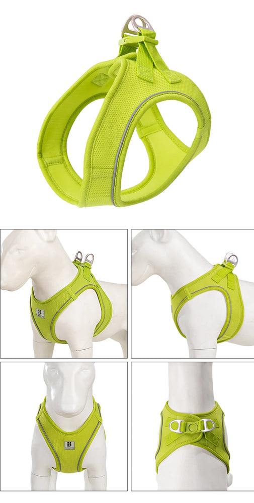 Adjustable Reflective Dog Harness Leash Set Step-In Soft Air Mesh Vest