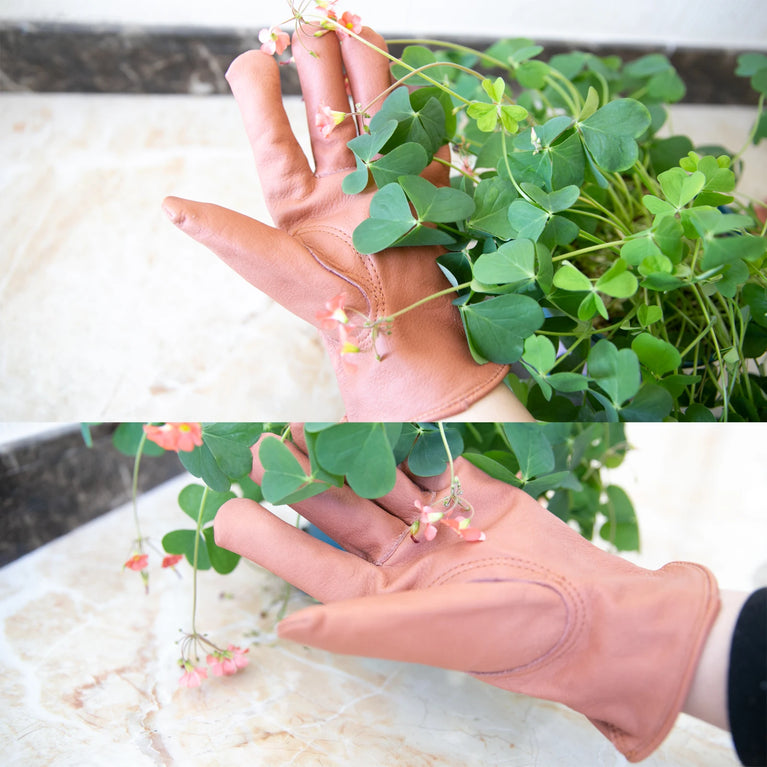 Heavy Duty Cowhide Leather Gardening Gloves Thorn Resistant Work